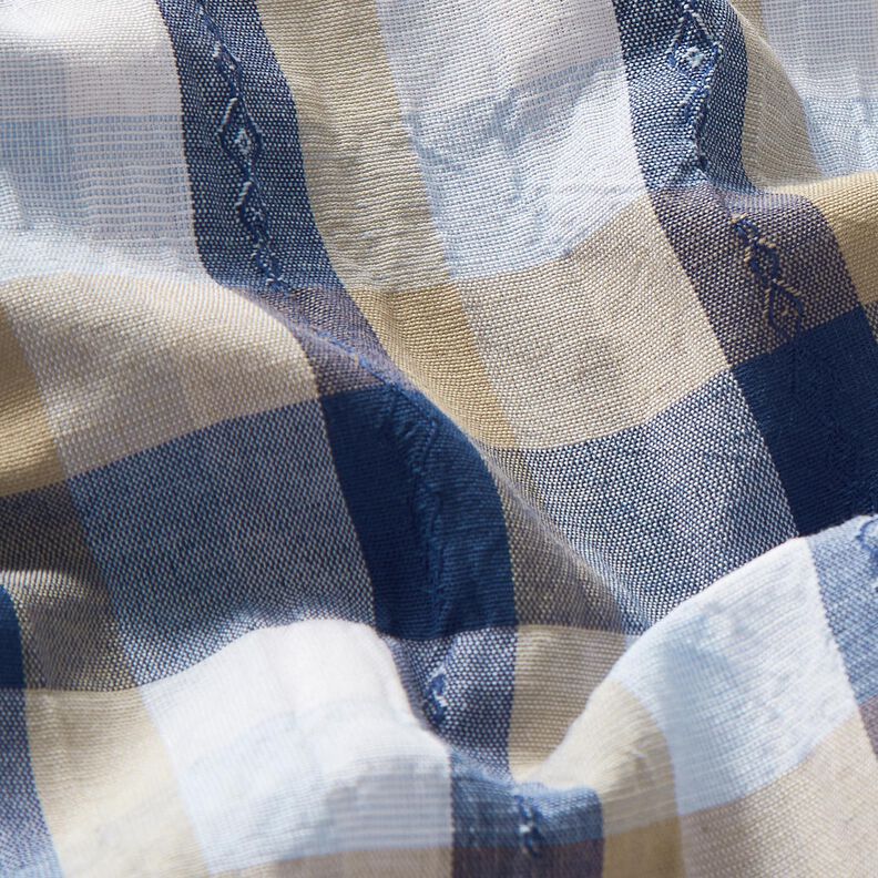 Misto cotone stropicciato a quadri colorati – blu,  image number 2