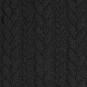 Jersey jacquard, cloqué, motivi a treccia – nero, 