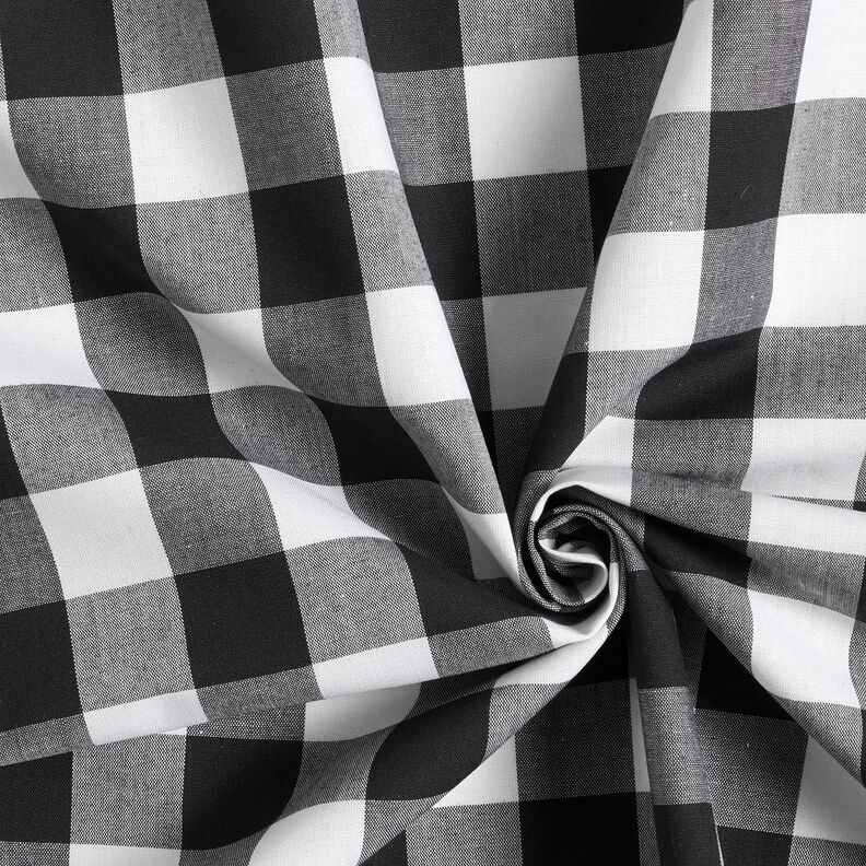 tessuto per camicie Grandi quadretti stile country – bianco/nero,  image number 3