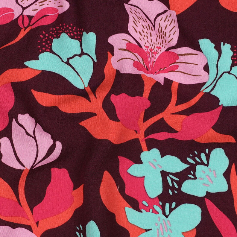 Tessuto in viscosa LENZING™ ECOVERO™ Amira Floral | Nerida Hansen – rosso merlot/peperoncino,  image number 2