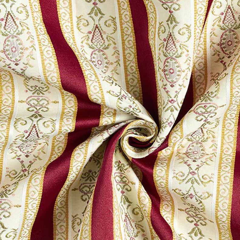 tessuto per arredi, jacquard, righe in stile Biedermeier – crema/rosso,  image number 4