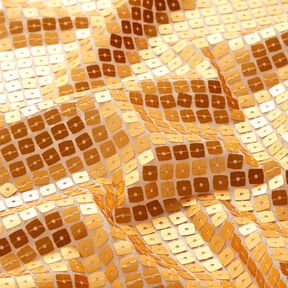 Tessuto con pailletes quadrate – oro effetto metallizzato, 