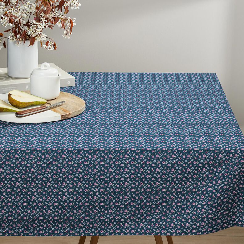 tessuto in cotone popeline fiori delicati – blu/violetto pastello,  image number 7