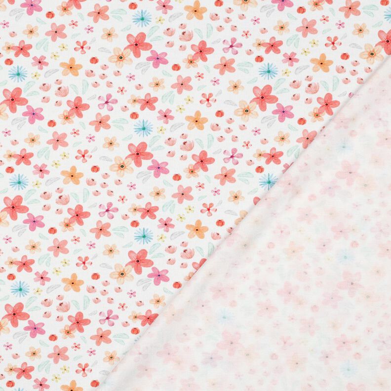 GOTS jersey di cotone Fiorellini colorati stampa digitale | Poppy Fabrics – bianco/albicocca, image number 4