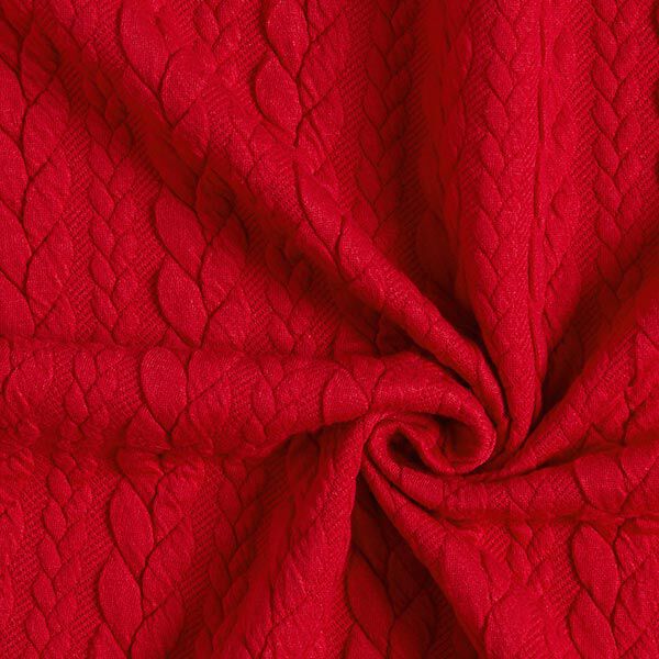 Jersey jacquard, cloqué, motivi a treccia – rosso,  image number 3