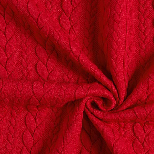 Jersey jacquard, cloqué, motivi a treccia – rosso,  image number 3