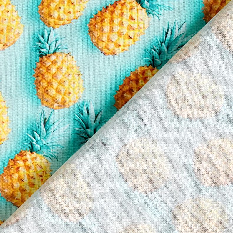 tessuto in cotone popeline ananas – azzurro/giallo, image number 4