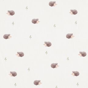 GOTS French terry, felpa estiva Piccoli porcospini stampa digitale – avorio, 