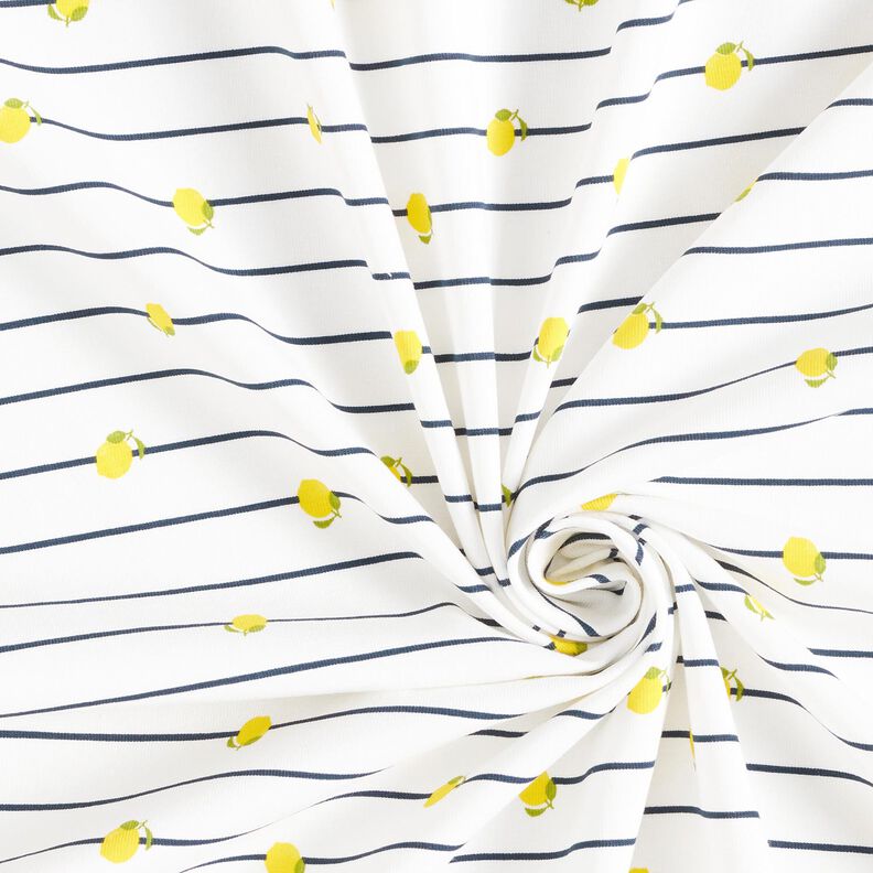 jersey di cotone Strisce e limoni – bianco lana,  image number 3