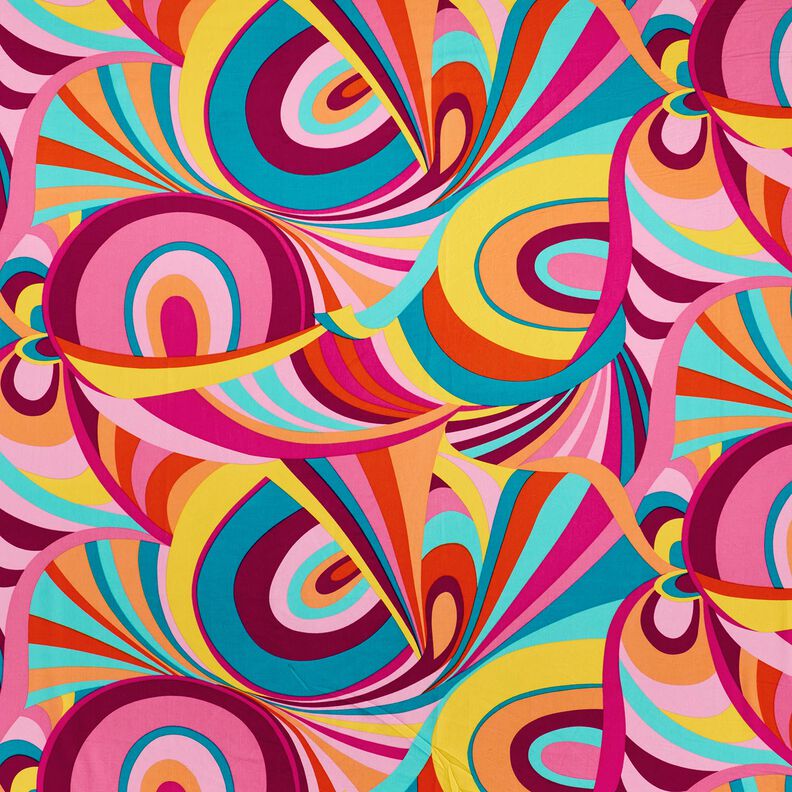 Voile di viscosa e cotone con anelli astratti – violetto pastello/azzurro, image number 1