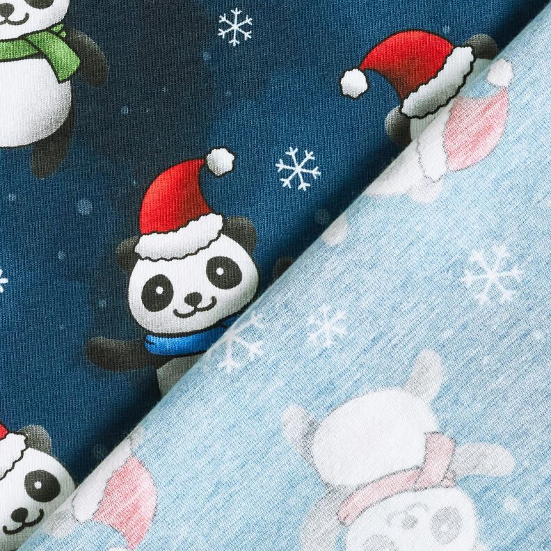 jersey di cotone Panda in spirito natalizio | Glitzerpüppi – blu notte/peperoncino, image number 4