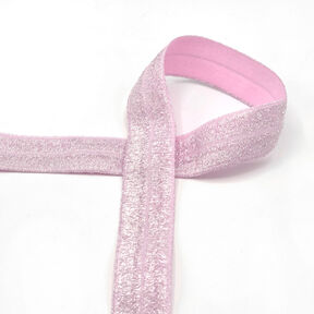 Fettuccia elastica (piega in gomma) glitterata [20 mm] – rosa, 