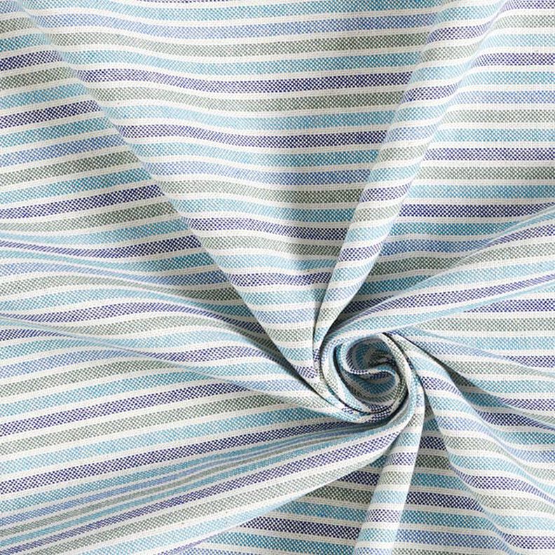 tessuto arredo mezzo panama Strisce multicolori riciclato – turchese chiaro,  image number 3