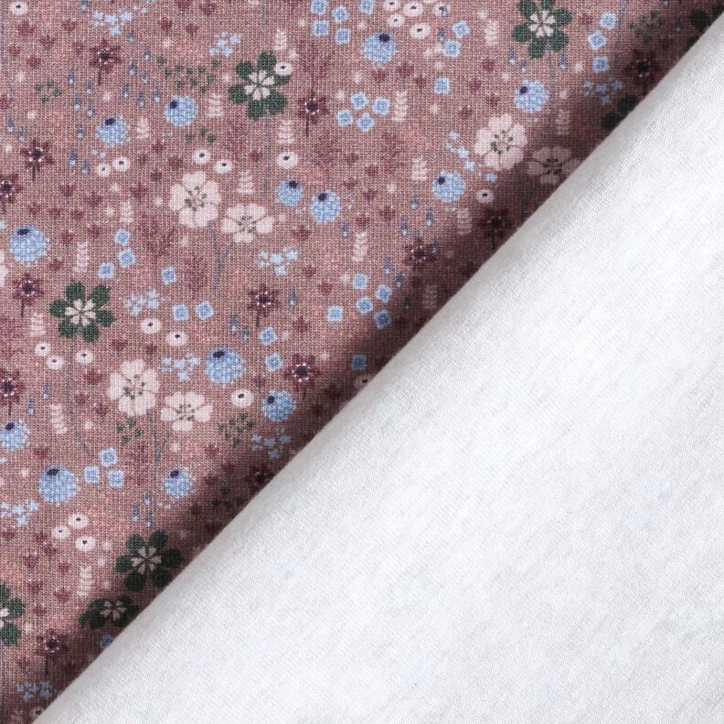 jersey di cotone Prato di fiori di bosco stampa digitale – rosa antico scuro,  image number 4