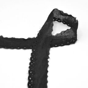 Nastro in pizzo con fiori [65 mm] – nero, 