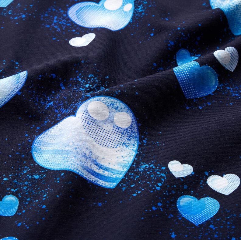jersey di cotone Cuori blu | Glitzerpüppi – blu marino,  image number 1