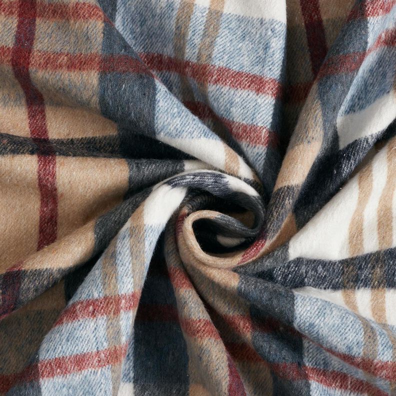 Tessuto per cappotto garzato a quadri scozzesi – azzurro/beige,  image number 3