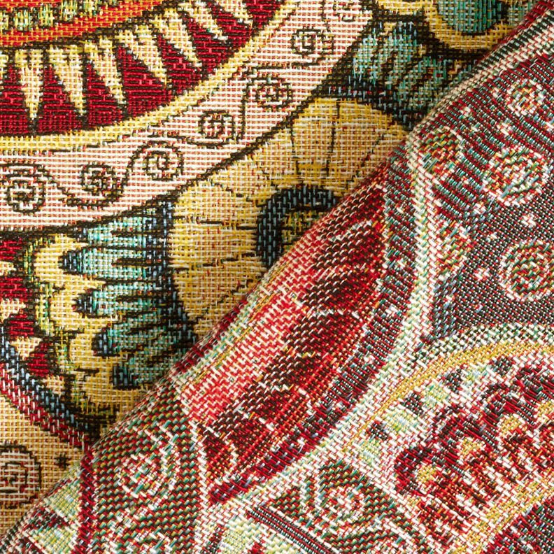 tessuto arredo gobelin Paisley astratto – beige chiaro/rosso carminio,  image number 4