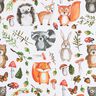 tessuto arredo mezzo panama animali della foresta dipinti – bianco,  thumbnail number 1