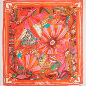 Pannello Pareo da spiaggia con fiori estivi – arancione/oliva giallastro, 