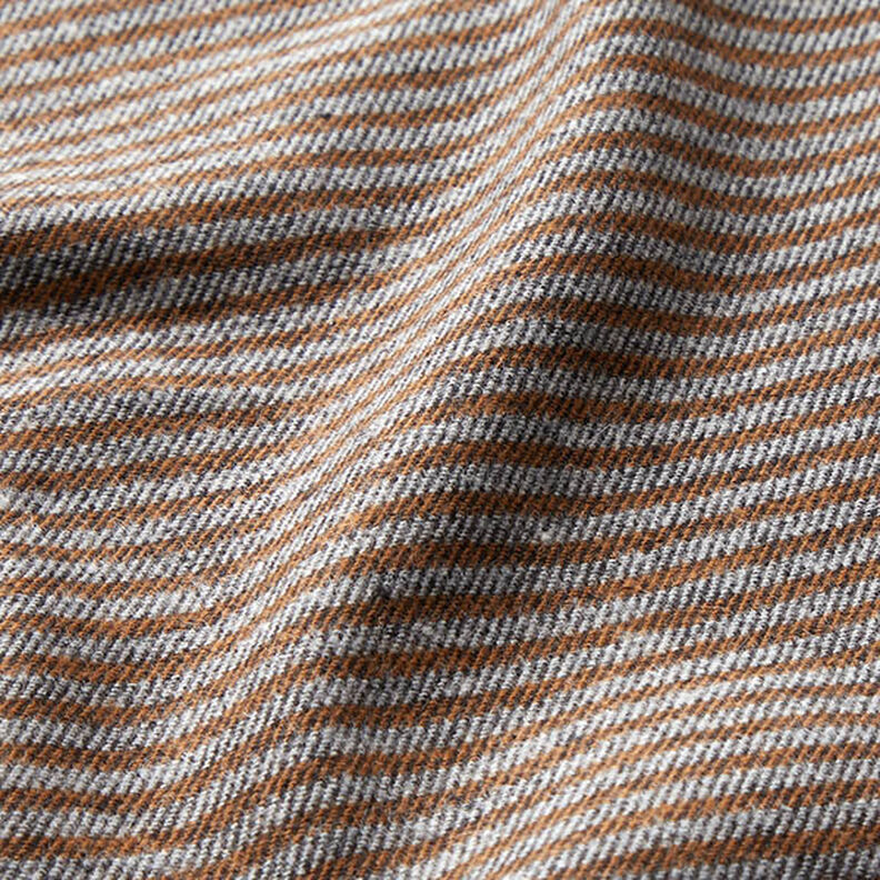 Tessuto a strisce per pantaloni – caramello/grigio, image number 2