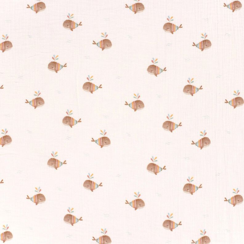 mussolina / tessuto doppio increspato Balena striata stampa digitale – avorio,  image number 1