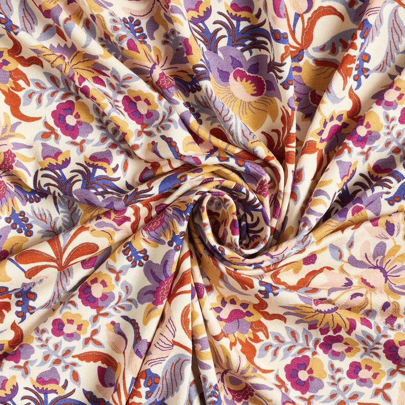jersey di viscosa fiori e motivi ornamentali | Katia Fabrics – crema/lavanda, image number 3