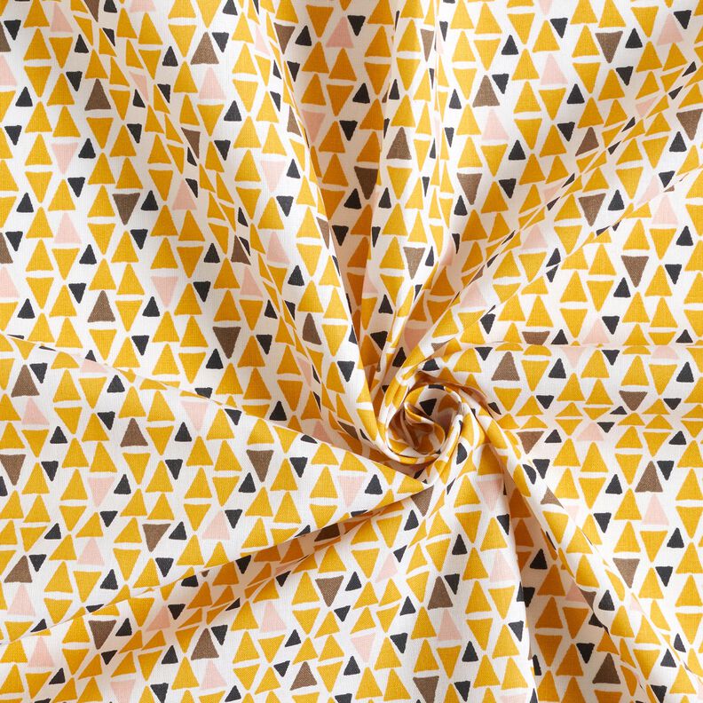 tessuto in cotone cretonne mini triangoli – rosa chiaro/giallo curry,  image number 3