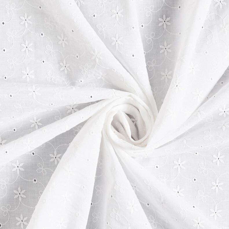 Batista di cotone ricami a giorno Tralci di fiori – bianco,  image number 5