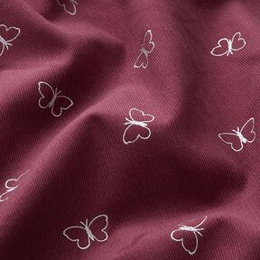 velluto a costine Farfalle con brillantini – rosso Bordeaux, 