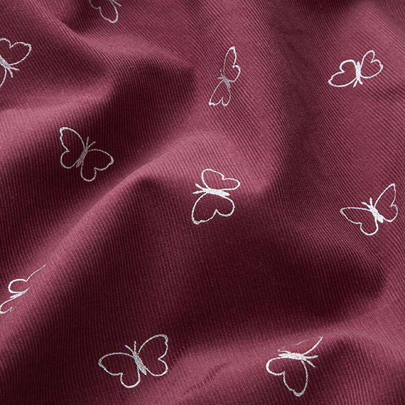 velluto a costine Farfalle con brillantini – rosso Bordeaux,  image number 2