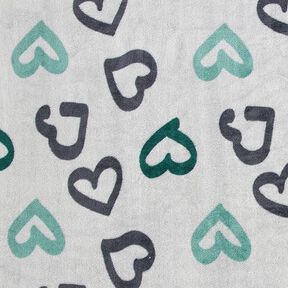 Morbido pile Grandi cuori – grigio argento/verde scuro, 