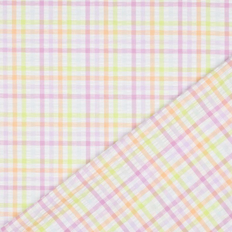 seersucker Misto cotone Quadri colorati – bianco/violetto pastello,  image number 4