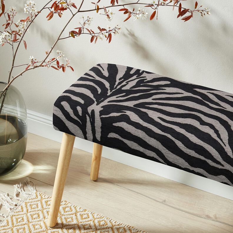 tessuto da tappezzeria Jacquard zebra – nero/grigio, image number 8