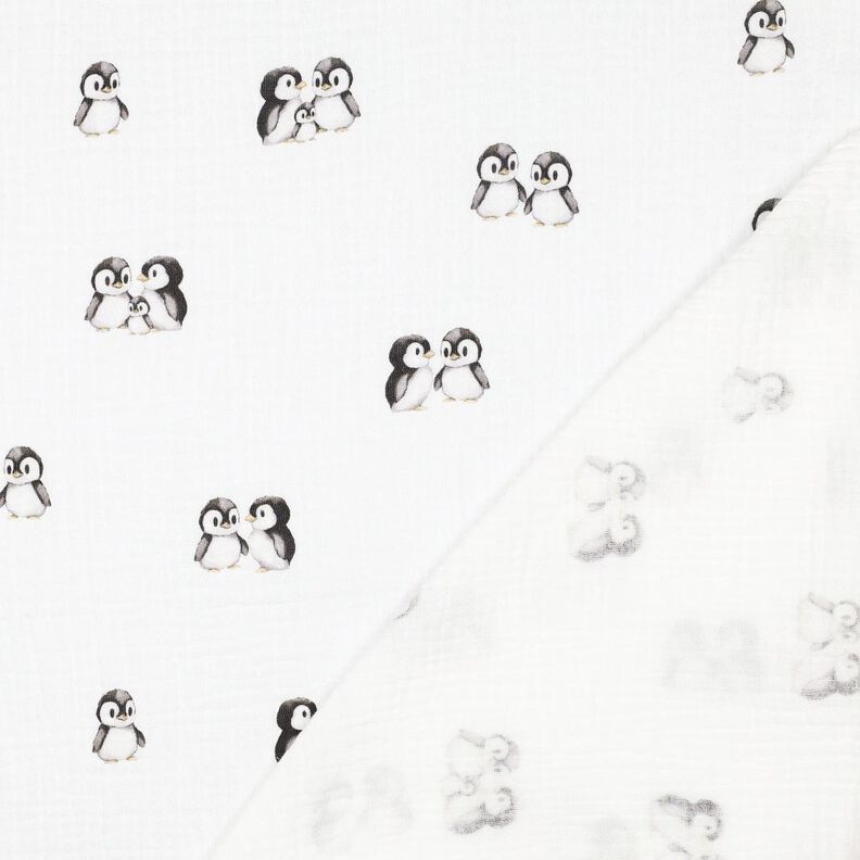 GOTS mussolina / tessuto doppio increspato Pinguini stampa digitale | Poppy Fabrics –,  image number 4