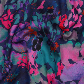 satin di cotone Presence Charcole stampa digitale | Nerida Hansen – blu notte/lavanda, 