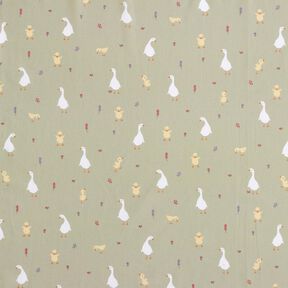 GOTS popeline di cotone Simpatiche oche e pulcini | Poppy Fabrics – greige, 
