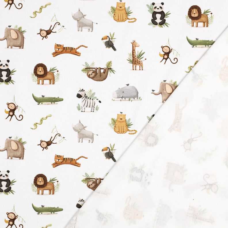 GOTS jersey di cotone graziosi animali della steppa stampa digitale | Poppy Fabrics – bianco/verde, image number 3