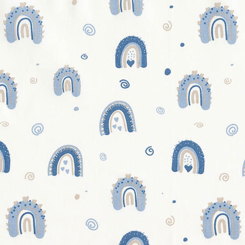 tessuto in cotone popeline graziosi arcobaleni – blu/bianco,  image number 1