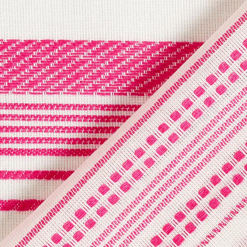 tessuto in cotone, righe ricamate – bianco lana/pink,  image number 4