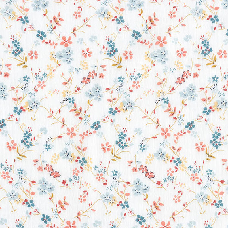 mussolina / tessuto doppio increspato romantici tralci di fiori – bianco,  image number 1
