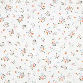 GOTS mussolina / tessuto doppio increspato Graziosi fiorellini  | Poppy Fabrics – avorio/arancione, 
