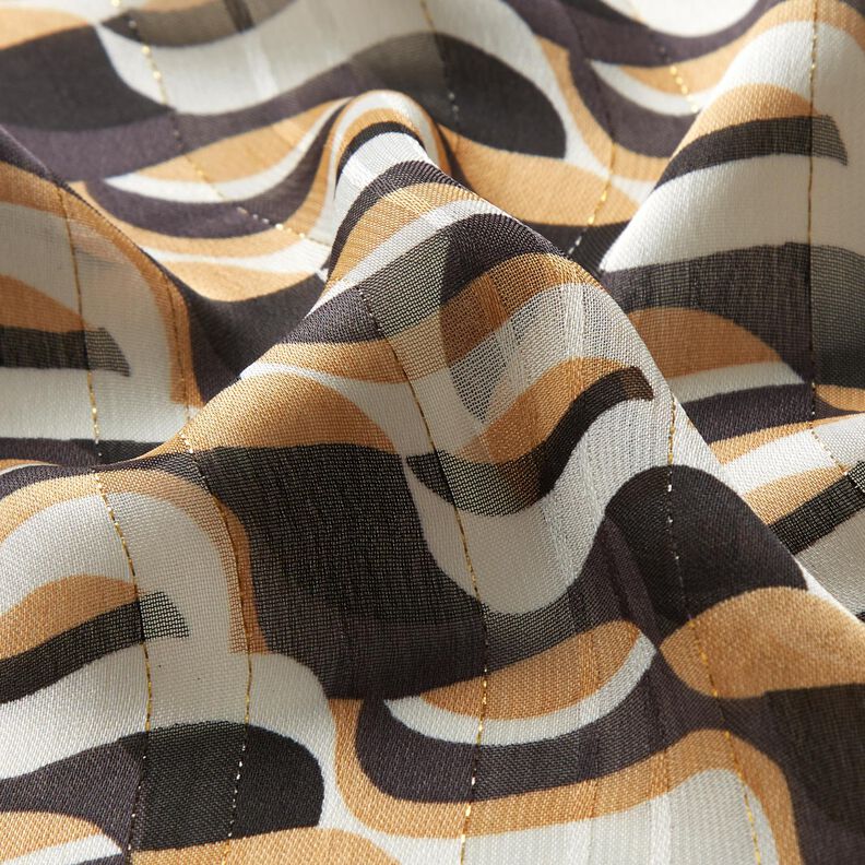 chiffon Onde e righe bruciate con Glitter &ndash; beige/bianco,  image number 2