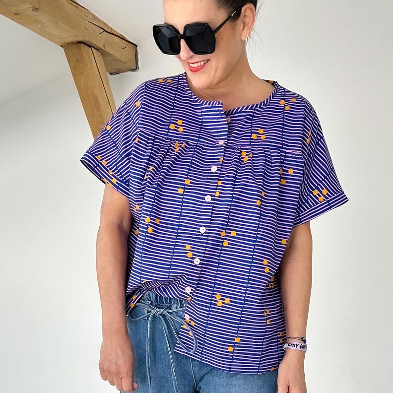 FRAU SUZY - blusa ampia a maniche corte con arricciatura, Studio Schnittreif | XS - XXL,  image number 2