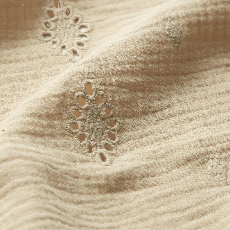 mussolina / tessuto doppio increspato ricami a giorno Rombo – anemone,  image number 2