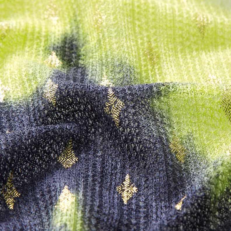 Batik di pizzo lavorato a maglia e rombi dorati – blu marino/giallo neon,  image number 2