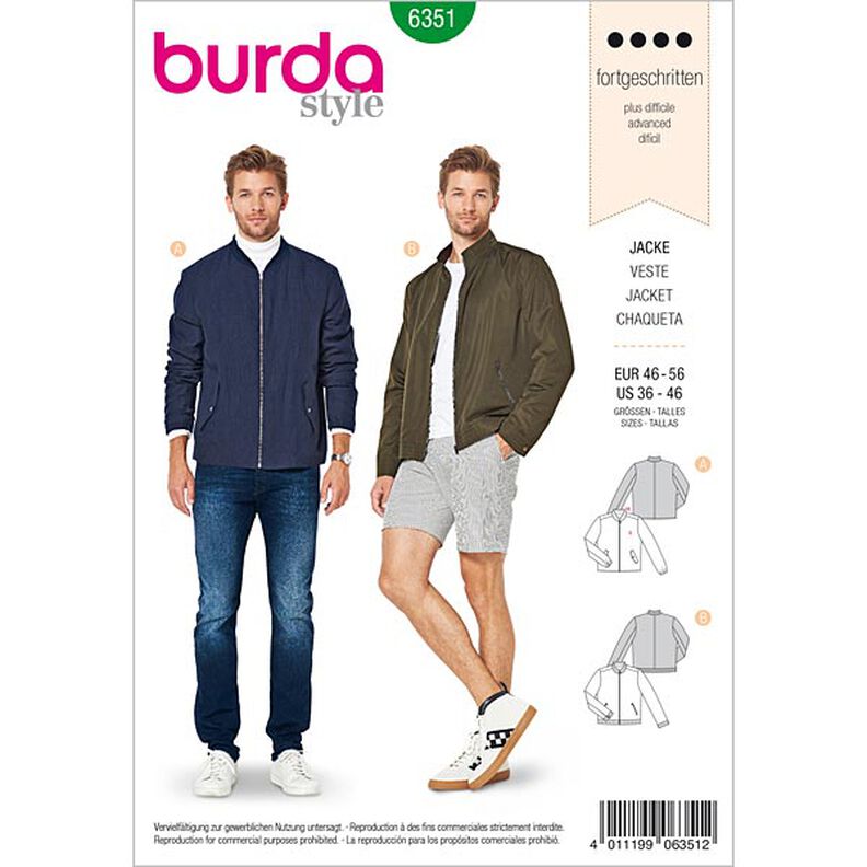 giacca da uomo, Burda 6351 | 46 - 56,  image number 1