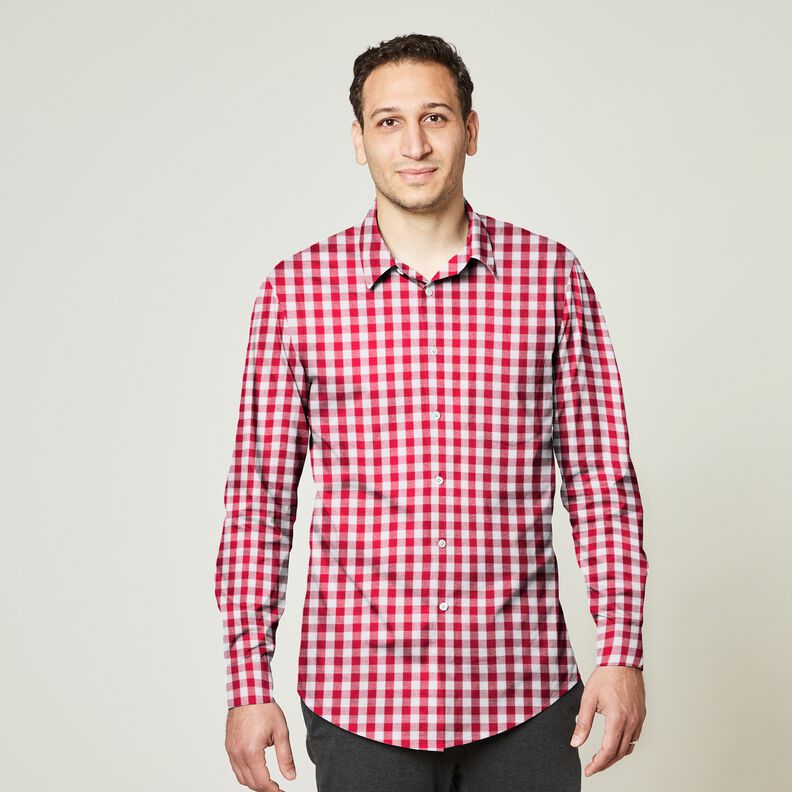 tessuto in cotone Quadro vichy 1 cm – rosso/bianco,  image number 8