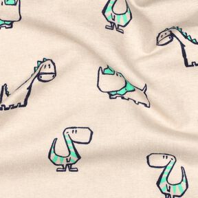 flanella di cotone dinosauri impertinenti | Poppy Fabrics – naturale/verde smeraldo, 