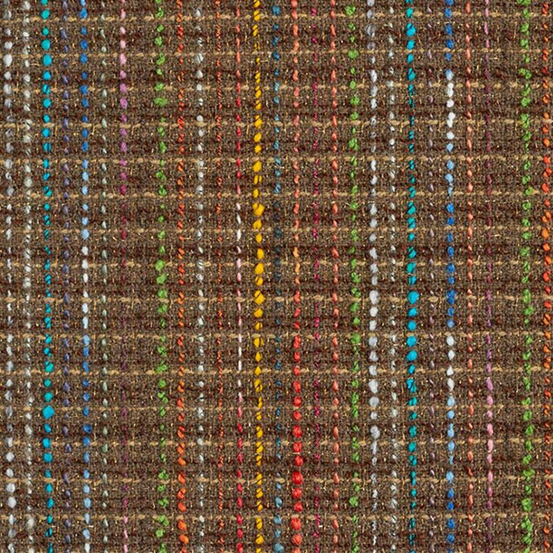 Misto lana vergine bouclé a righe colorate e lurex – marrone medio,  image number 1